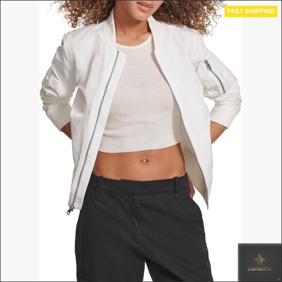 Lightweight Polyester Bomber Jacket with Zipper Pockets Regular Fit